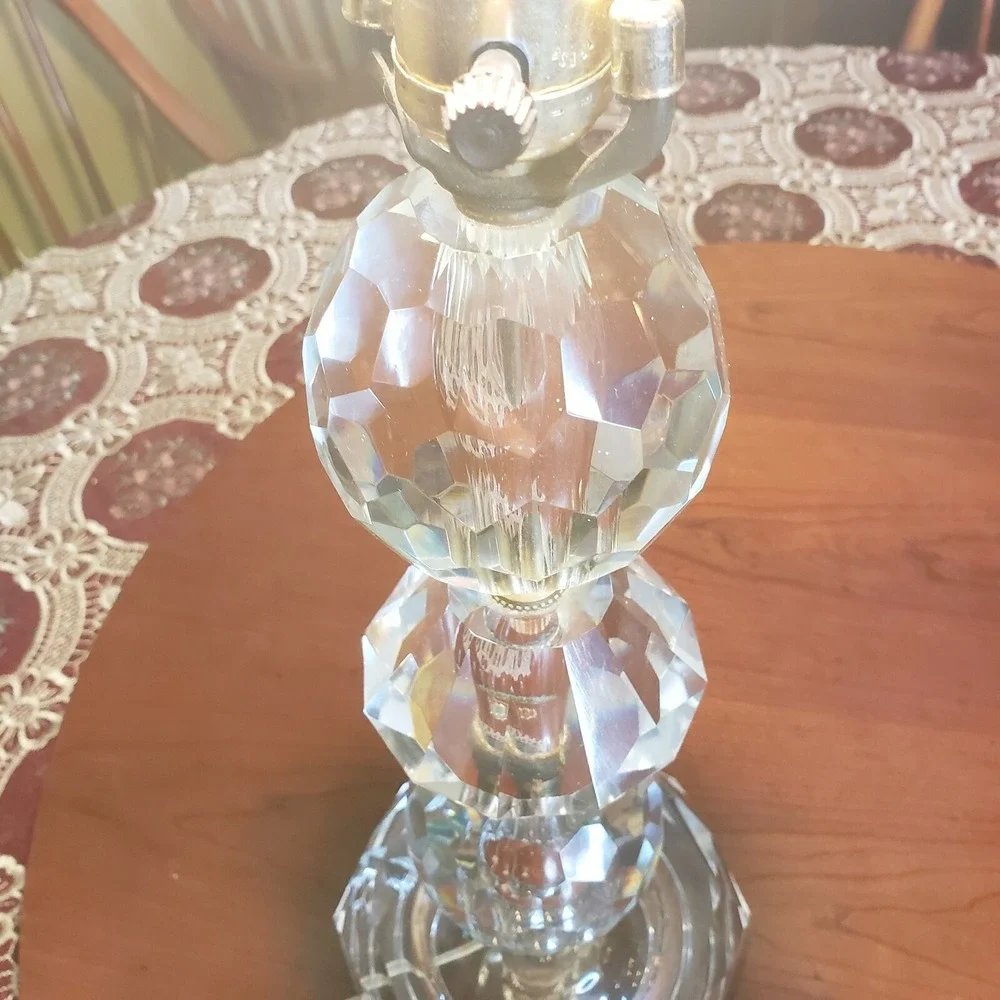 Exquisite Vintage Mid‎ Century (60's) 4-tier Crystal Tower Table Lamp